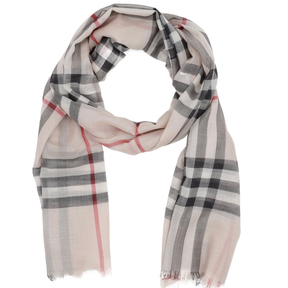 Burberry Lightweight Wool/Silk Scarf  Cream